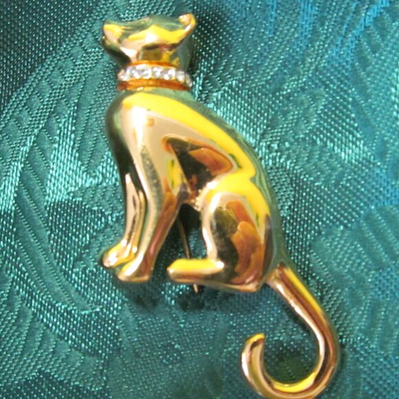 Cat brooch gold tone - Picture 3 of 4